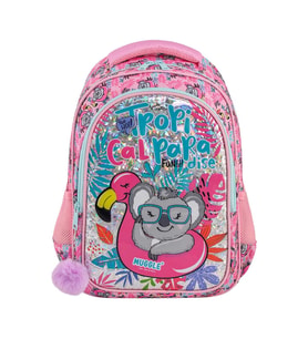 Muggle Okul Çantası Tropikal Pradice Pembe İlkokul Sırt Çantası (Karışık)