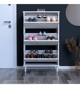 Modilayn VARBİ Kapı Önü 72x127 x26 cm’ lik 3 Düşer Kapak 6 Göz Raf Bölmeli Ayakkabılık