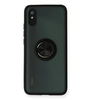 Redmi 9A Kılıf Montreal Yüzüklü Silikon Kapak - Siyah