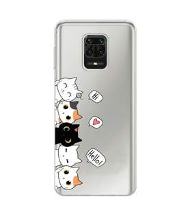 Redmi Note 9 Pro / 9s Uyumlu Kedi Karakterler Tasarımlı Şeffaf Telefon Kılıfı