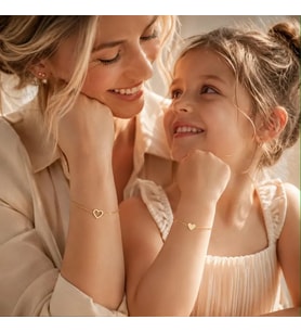 Kişiye Özel 925 Ayar Gümüş Şık Kalp Model Bileklik (Gold) Anne Çocuk Hediye Takı