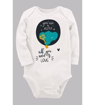 Organik Baskılı Pamuklu Unisex Bebek Body UZUNE185