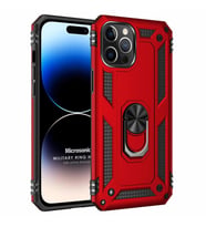 Microsonic Apple iPhone 14 Pro Max Kılıf Military Ring Holder Kırmızı