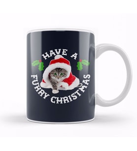 Have A Furry Christmas Cat Kupa Bardak Porselen