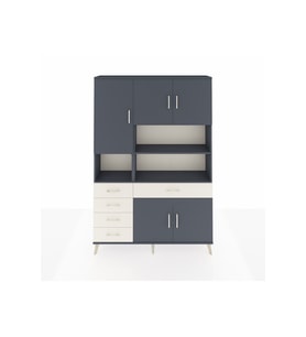 Arges Dolap 9 Raflı 5 Çekmeceli 5 Kapaklı 132x30x195 Antrasit-Antrasit/Aytaşı