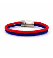 KIRMIZI LACİVERT İKİ SIRA METAL MIKNATIS ERKEK BİLEKLİK M014M