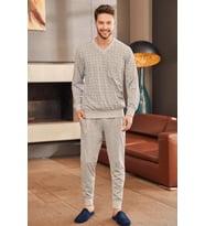 Mecit 2757 Erkek Gri Büyük Beden Uzun Kollu Pijama Takımı