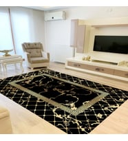 Eliana Home Dijital Baskı Yıkanabilir Kaymaz Taban Salon Halısı Ve Yolluk LNA0864-FNL74 (Siyah)