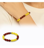 Küre Kesim Sarı Kırmızı Jade Akik Hematit Doğaltaş Kadın Taraftar Bileklik