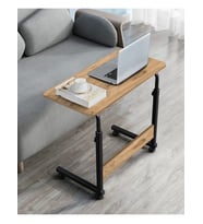 Yükseklik Ayarlı Laptop Sehpası ve Çalışma Masası - Atlantik Çam (Tekerli) 70x40 Oval Kenar