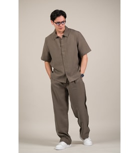 Oversize Lyocell Kumaş Yazlık Tiril Tiril Baggy Pantolonlu Gömlekli Takım
