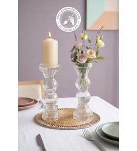 Selen Concept Luvia Model Büyük Boy Çift Yönlü Modern El Yapımı Cam Şamdan & Vazo 2li Set
