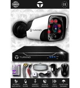 TURKNO 1 Kameralı Pania 1 Dış Kamera Set HDD'siz Full HD Gece Görüşlü Güvenlik Kamerası Sistemi