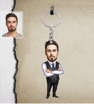 Kişiye Özel Öğretmen Karikatürlü  Ahşap Anahtarlık Bay-12-Eco