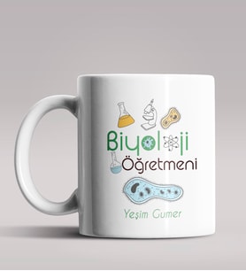 Kişiye Özel Biyoloji Öğretmeni Tasarımlı Beyaz Renk Kupa Bardak 5