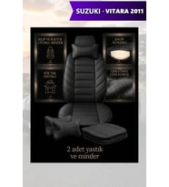suzuki vitara 2011 Koltuk ve Kılıf uyumlu Lüks Yastık Minder Siyah 2 Minder 2 Yastık