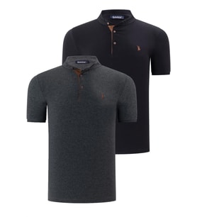 İKİLİ SET T8560 DEWBERRY ERKEK T-SHIRT-ANTRASİT-SİYAH