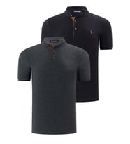 İKİLİ SET T8560 DEWBERRY ERKEK T-SHIRT-ANTRASİT-SİYAH