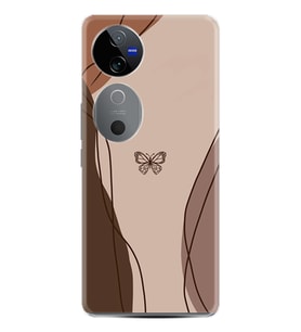 Vivo V40 5G Kılıf Boutique Baskılı Resimli Kahve Kelebek Pcode -038