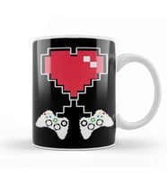 Valentine's Day Video Game Controller Pixel Heart Kupa Bardak Porselen