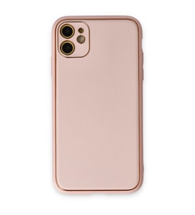 Apple İphone 12 Kılıf Coco Deri Silikon Kapak - Pudra