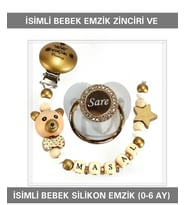 Sahi Aksesuar İsimli Bebek Emzik Zinciri ve Bebek Silikon Emzik