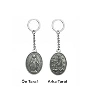 Mucizevi Madalyon Çift Taraflı Metal Anahtarlık – Unisex Dini & Vintage Aksesuar