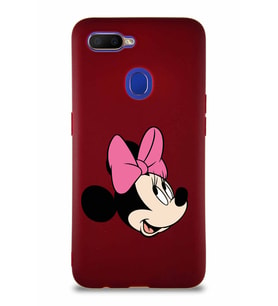 Oppo AX7 Soft Premier Kapak Minnie Mouse-A Tasarımlı Silikon Kılıf - Mürdüm (Şeffaf)