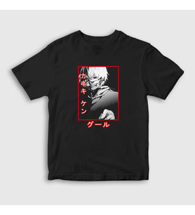 Presmono Unisex Çocuk Siyah Ken Kaneki V3 Anime Tokyo Ghoul T-Shirt 350369tt