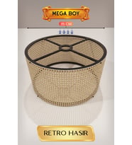 Retro Hasır Lambader Başlığı 35 CM Mega Boy