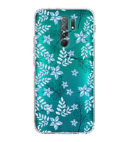 Xiaomi Redmi 9  Kamera Korumalı Kapak Floral Mavi Tasarımlı Şeffaf  Kılıf