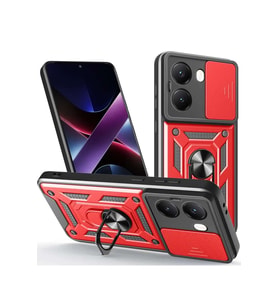 Poco X7 Pro Kılıf Pars Lens Yüzüklü Silikon - Kırmızı
