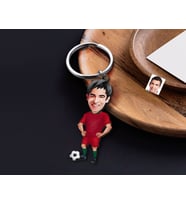 BK Gift Kişiye Özel Futbolcu Karikatürlü Ahşap Anahtarlık-12 Sevgiliye Hediye, Arkadaşa Hediye, Doğum Günü Hediyesi