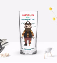 BK Gift Kişiye Özel Renkli Baskılı Masanın En Yakışıklısı Tasarımlı Rakı Bardağı-1 (Beyaz)