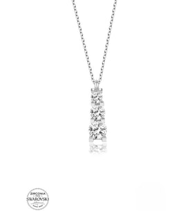 SWAROVSKİ TAŞLI  ZİRCONİA ÜÇLÜ PIRLANTA MONTÜR  925 AYAR GÜMÜŞ KOLYE