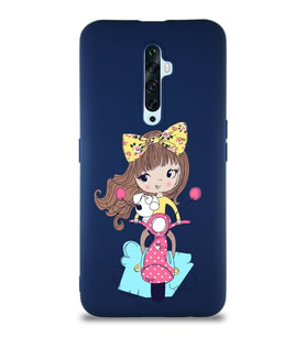 Oppo Reno 2Z Soft Premier Kapak Vespagirl Tasarımlı Silikon Kılıf - Lacivert (Şeffaf)