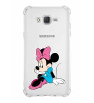 Samsung Galaxy J7  Köşe Korumalı Antişok Kapak Minnie Mouse Tasarımlı Şeffaf  Kılıf
