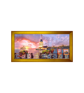 Manzara Temalı Kanvas Tablo 80 x 110 cm Gold Çerçeve