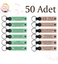 Yeşil & Pudra, Kurumsal Workshop Katılımcılarına Anı, 50’li Set, İsim Yazılabilen Deri Anahtarlık
