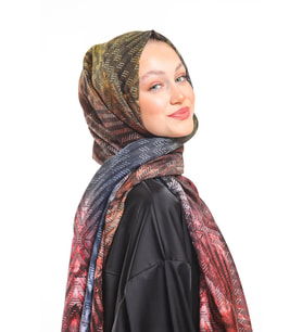 Hasır Desen Pavia Seri Şal Eşarp Askısı ile Birlikte 90X200 cm Siyah Mor-90X200