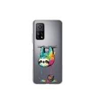 Xiaomi Mi 10 T ile Uyumlu Splash Tembel Hayvan Tasarımlı Şeffaf Silikon Kılıf