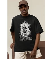 Tasarım Iron Maiden Rock Metal Müzik Grubu Baskılı Unisex Oversize Tişört