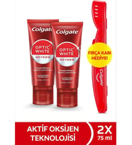 Colgate Optic White Oxygen Aktif Oksijen Teknolojisi Beyazlatıcı Diş Macunu 75 ml x2+Fırça Kabı