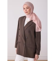 BELLİ Geometrik Desen Ivory Şal %55 NAİA %45 PAMUK