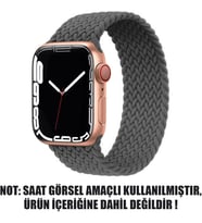 Apple Watch Series 5 44mm için Kordon, (Large Size, 160mm) Knitted Fabric Single Loop Koyu Gri [Watch Series 5 44mm ile Uyumlu Kordon - Koyu Gri]