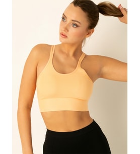 Fashion Çift Askı Detaylı Destekli Seamless Spor Sütyeni