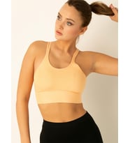 Fashion Çift Askı Detaylı Destekli Seamless Spor Sütyeni