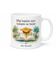 Kampüs Hayatı Temalı Baskılı Kupa Bardak Üniversite Hediye Özel Tasarım