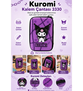 Kuromi Kalem Çantası 3330 Kalem Kutusu Okul Kalemliği Kırtasiye Malzemeleri İçin Çanta