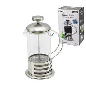 FRENCH PRESS METAL KAFES - METAL KAPAK 600ML CAM BİTKİ SÜZGEÇİ
